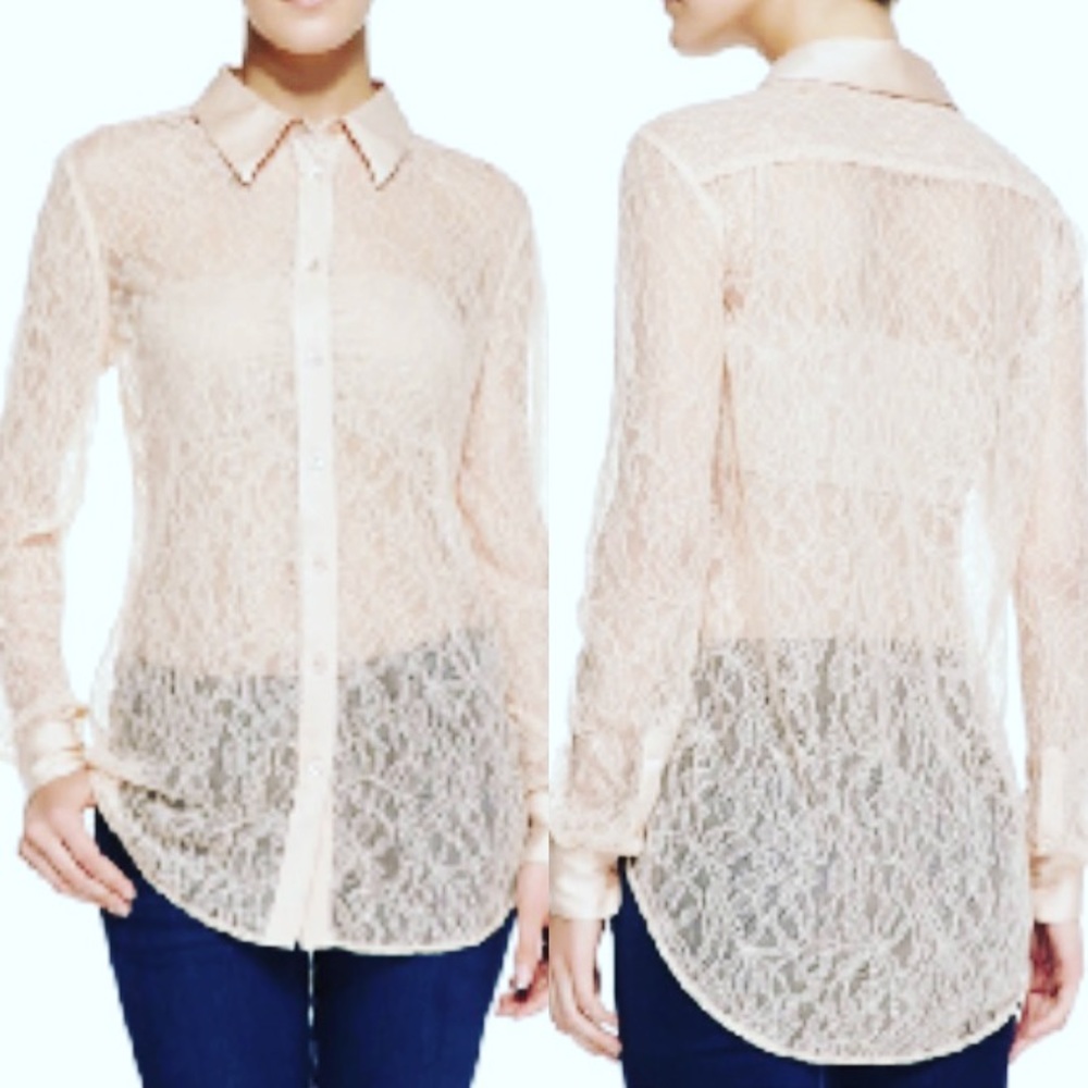 Equipment Reese Slim Signature Longsleeve Lace Top